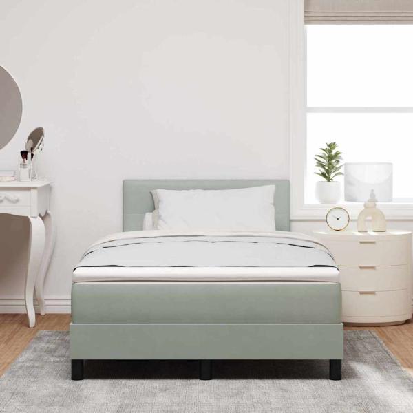 LED Boxspringbett mit Matratze Hellgrau 120x200 cm Samt