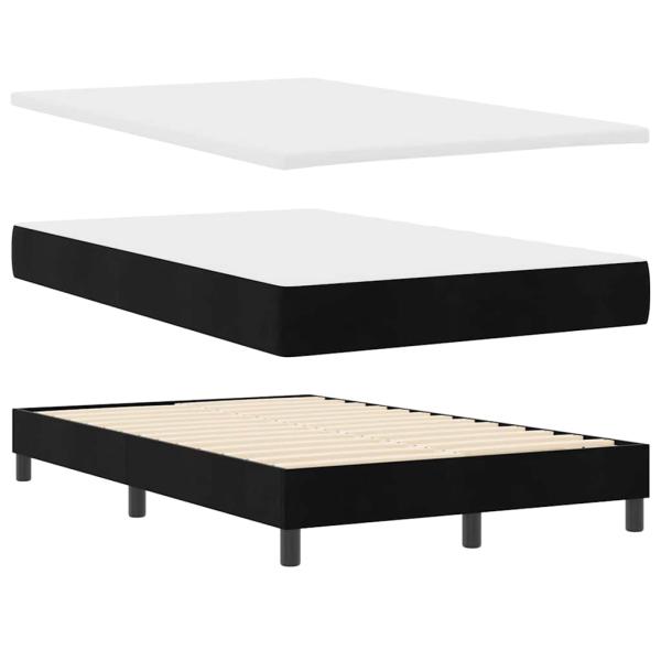 LED Boxspringbett mit Matratze Schwarz 120x200 cm Samt
