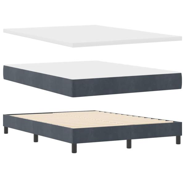 LED Boxspringbett mit Matratze Dunkelgrau 140x190 cm Samt