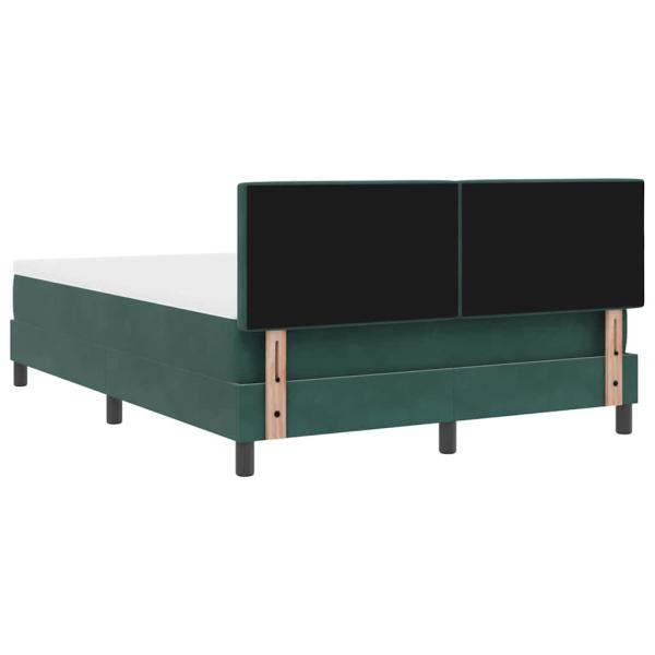LED Boxspringbett mit Matratze Dunkelgrün 140x190 cm Samt