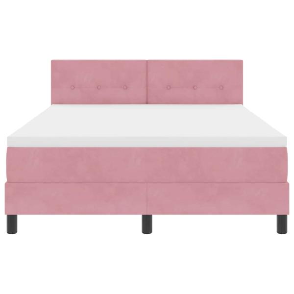 LED Boxspringbett mit Matratze Rosa 140x200 cm Samt