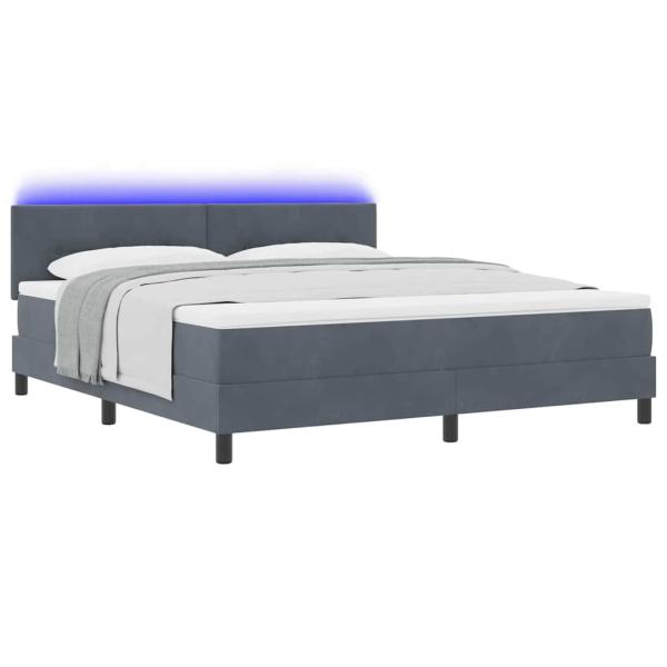 ARDEBO.de - LED Boxspringbett mit Matratze Dunkelgrau 180x200 cm Samt