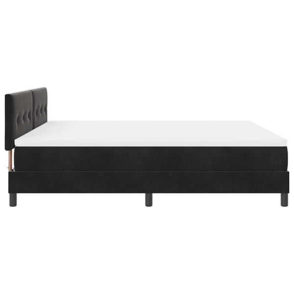 LED Boxspringbett mit Matratze Schwarz 180x200 cm Samt