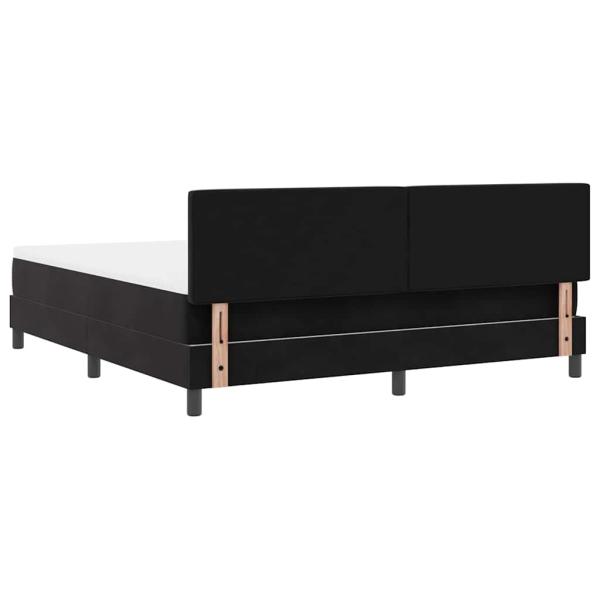LED Boxspringbett mit Matratze Schwarz 180x200 cm Samt