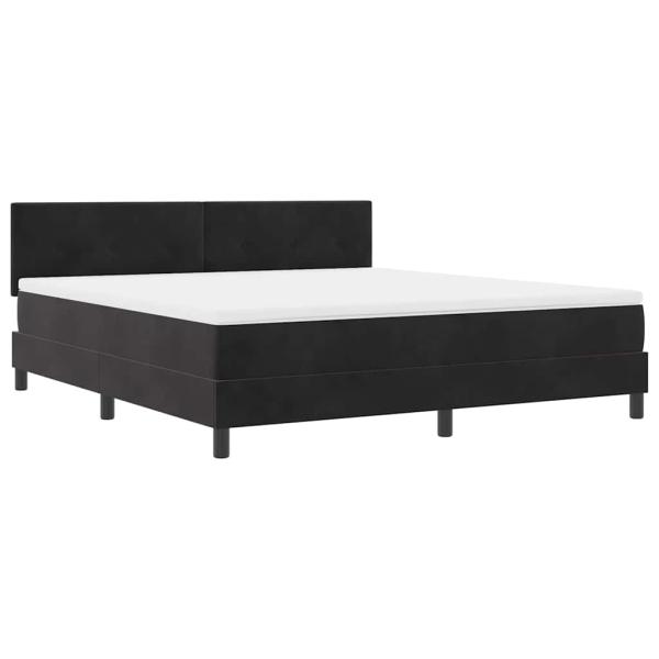 LED Boxspringbett mit Matratze Schwarz 180x200 cm Samt