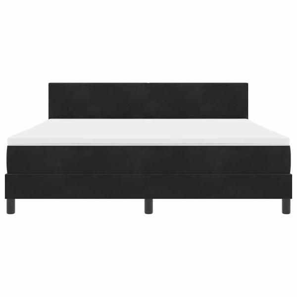 LED Boxspringbett mit Matratze Schwarz 180x200 cm Samt