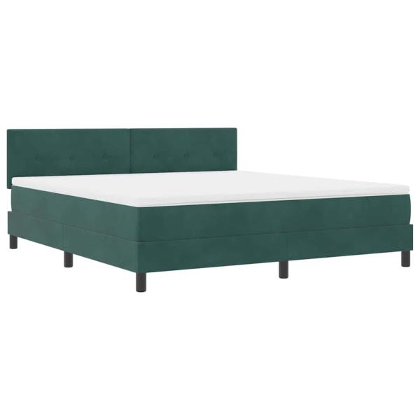 LED Boxspringbett mit Matratze Dunkelgrün 180x200 cm Samt