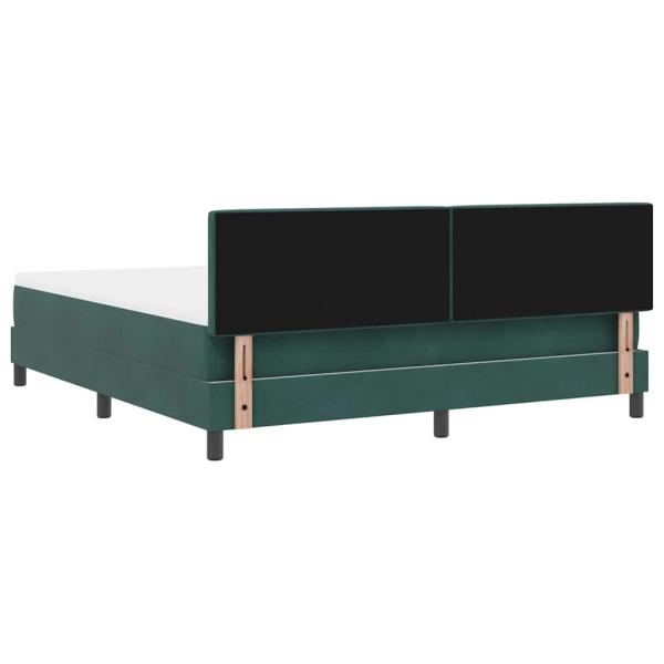LED Boxspringbett mit Matratze Dunkelgrün 180x200 cm Samt