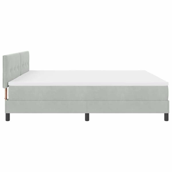 LED Boxspringbett mit Matratze Hellgrau 200x200 cm Samt