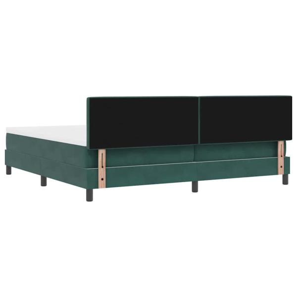 LED Boxspringbett mit Matratze Dunkelgrün 200x200 cm Samt