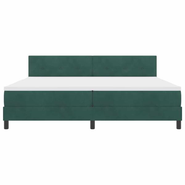 LED Boxspringbett mit Matratze Dunkelgrün 200x200 cm Samt