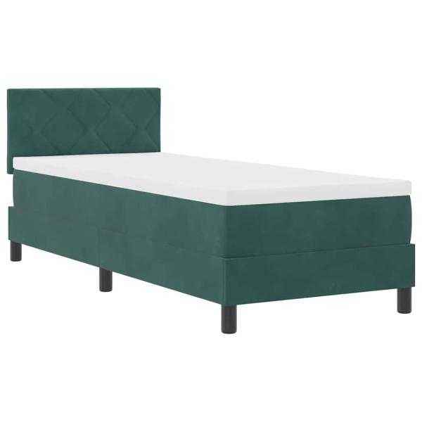 LED Boxspringbett mit Matratze Dunkelgrün 80x200 cm Samt