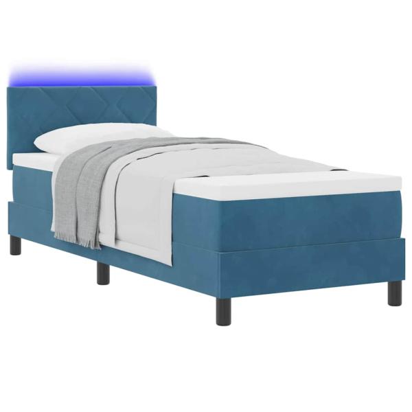 ARDEBO.de - LED Boxspringbett mit Matratze Dunkelblau 80x200 cm Samt