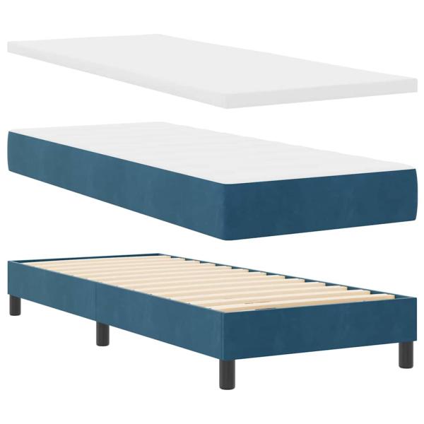 LED Boxspringbett mit Matratze Dunkelblau 80x200 cm Samt