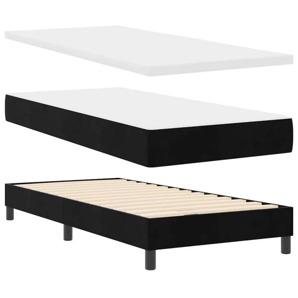 LED Boxspringbett mit Matratze Schwarz 100x200 cm Samt