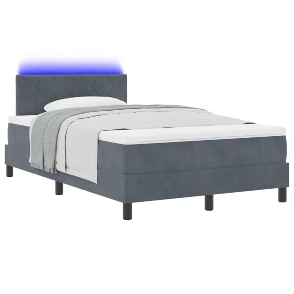 LED Boxspringbett mit Matratze Dunkelgrau 120x190 cm Samt