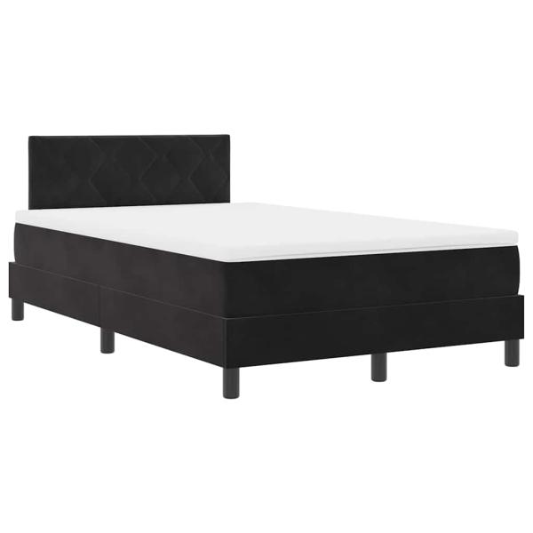 LED Boxspringbett mit Matratze Schwarz 120x190 cm Samt