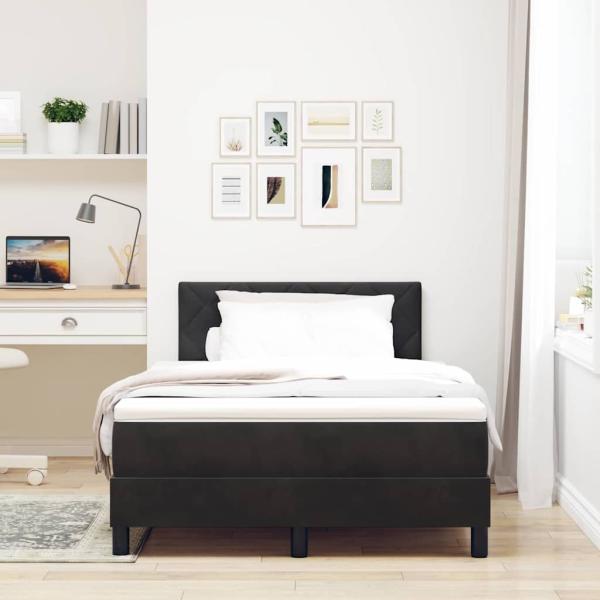 LED Boxspringbett mit Matratze Schwarz 120x190 cm Samt