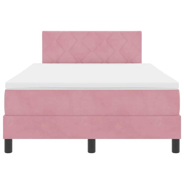 LED Boxspringbett mit Matratze Rosa 120x200 cm Samt