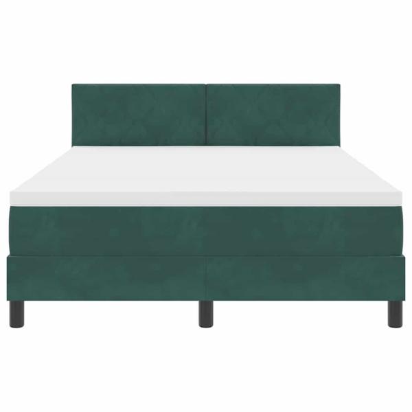 LED Boxspringbett mit Matratze Dunkelgrün 140x190 cm Samt