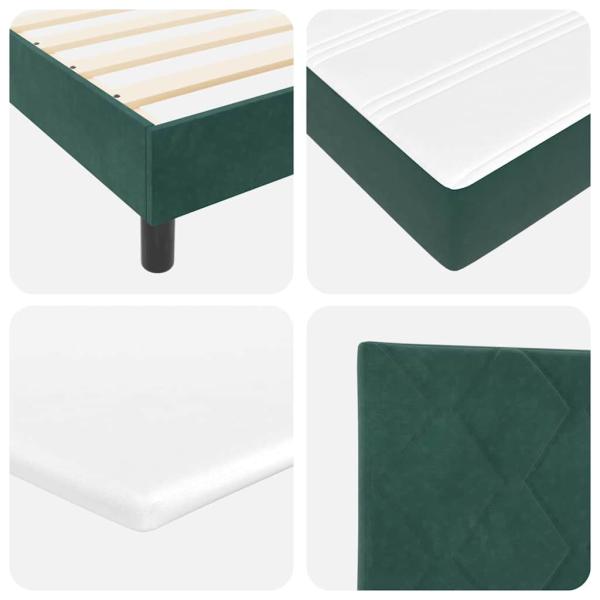 LED Boxspringbett mit Matratze Dunkelgrün 140x190 cm Samt