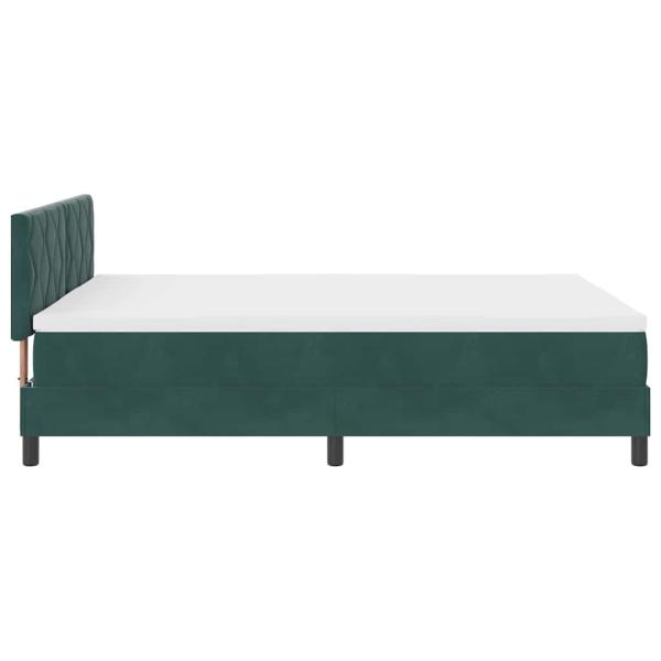 LED Boxspringbett mit Matratze Dunkelgrün 140x190 cm Samt