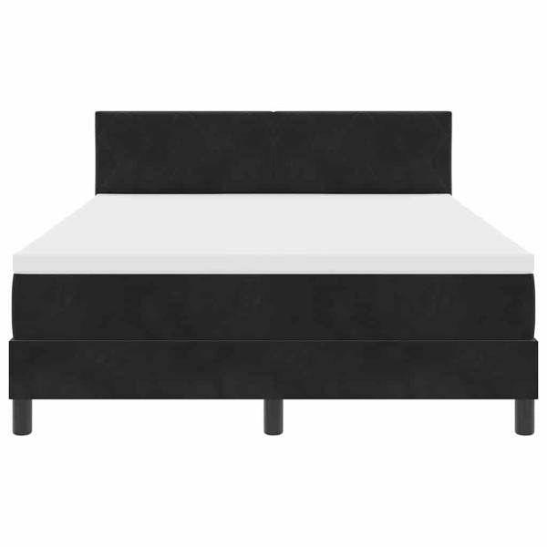LED Boxspringbett mit Matratze Schwarz 140x200 cm Samt