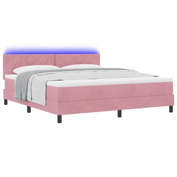 LED Boxspringbett mit Matratze Rosa 180x200 cm Samt