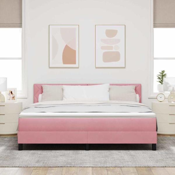 LED Boxspringbett mit Matratze Rosa 180x200 cm Samt