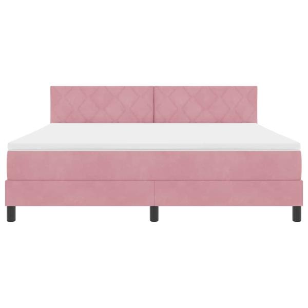 LED Boxspringbett mit Matratze Rosa 180x200 cm Samt