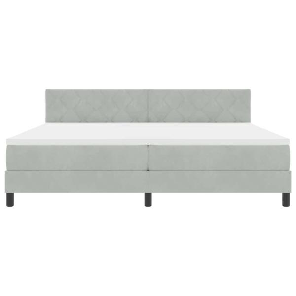 LED Boxspringbett mit Matratze Hellgrau 200x200 cm Samt