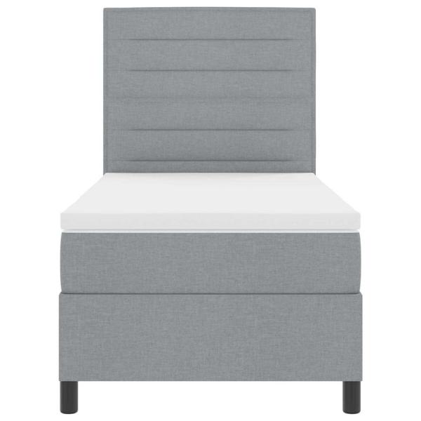 LED Boxspringbett mit Matratze Hellgrau 90x190 cm Stoff