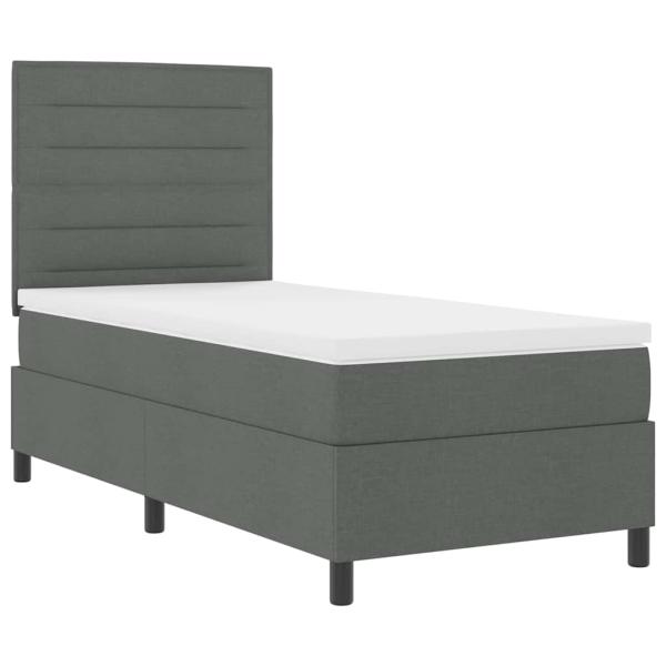 LED Boxspringbett mit Matratze Dunkelgrau 90x190 cm Stoff