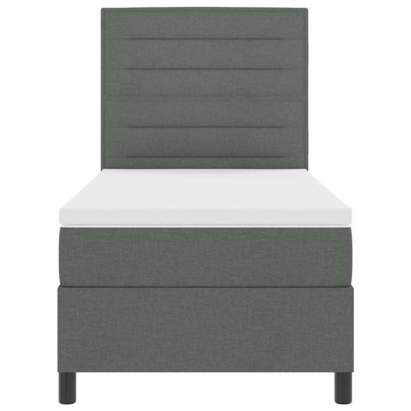 LED Boxspringbett mit Matratze Dunkelgrau 90x190 cm Stoff