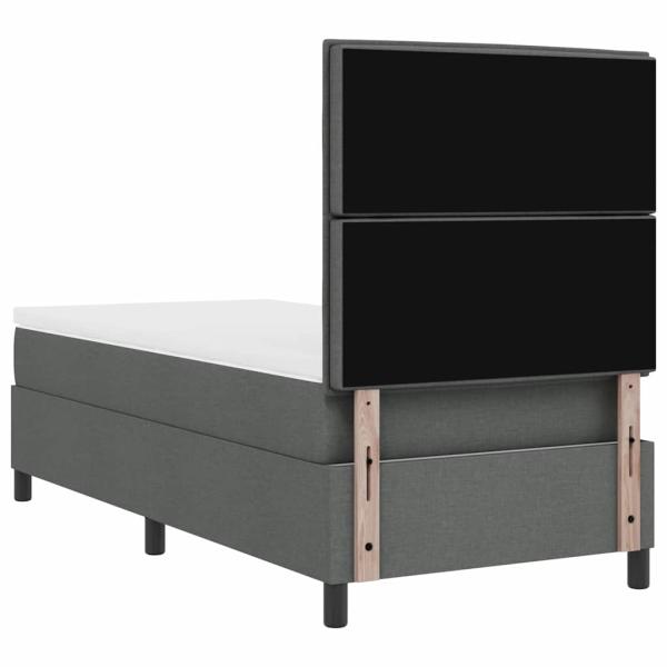 LED Boxspringbett mit Matratze Dunkelgrau 90x190 cm Stoff