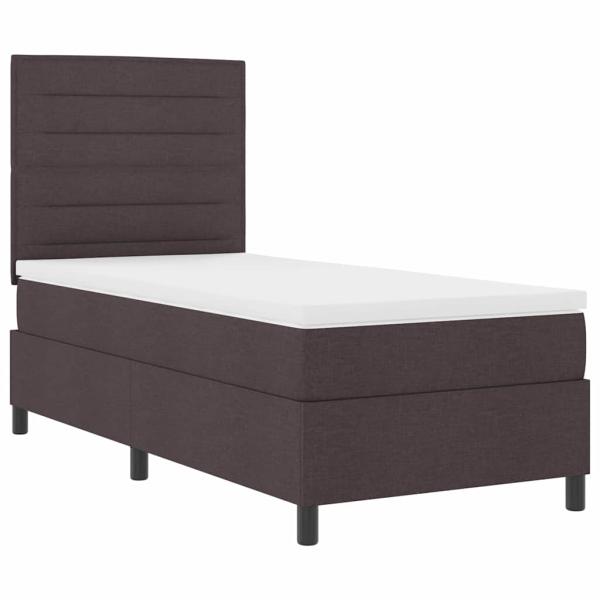 LED Boxspringbett mit Matratze Dunkelbraun 90x200 cm Stoff