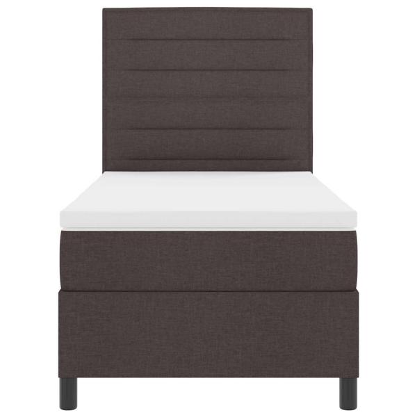 LED Boxspringbett mit Matratze Dunkelbraun 90x200 cm Stoff