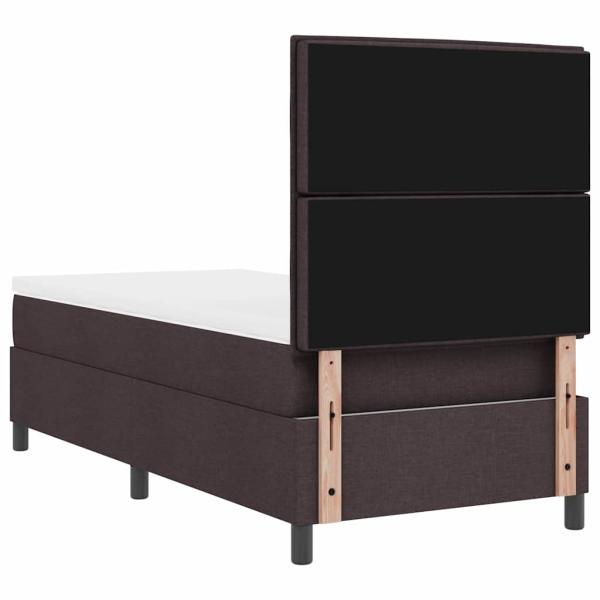 LED Boxspringbett mit Matratze Dunkelbraun 90x200 cm Stoff