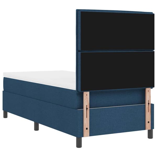 LED Boxspringbett mit Matratze Blau 100x200 cm Stoff