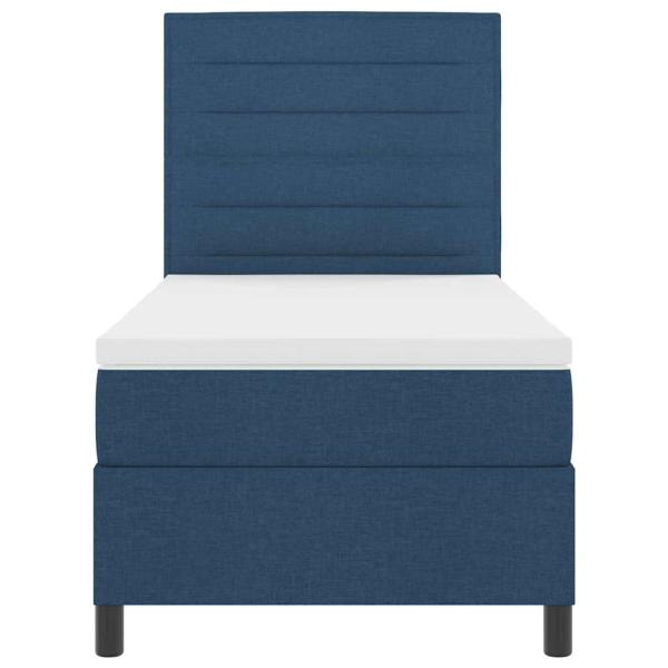LED Boxspringbett mit Matratze Blau 100x200 cm Stoff