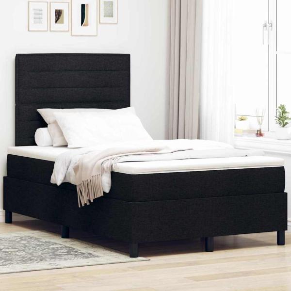 ARDEBO.de - LED Boxspringbett mit Matratze Schwarz 120x200 cm Stoff