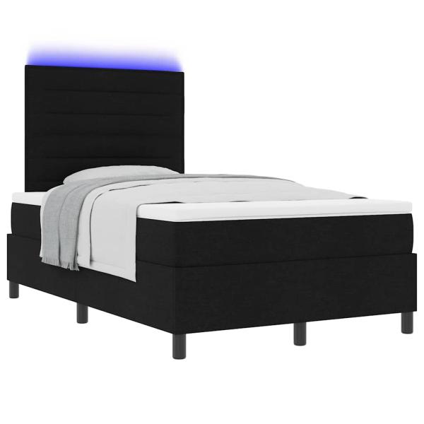 LED Boxspringbett mit Matratze Schwarz 120x200 cm Stoff