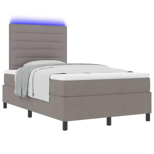 LED Boxspringbett mit Matratze Taupe 120x200 cm Stoff