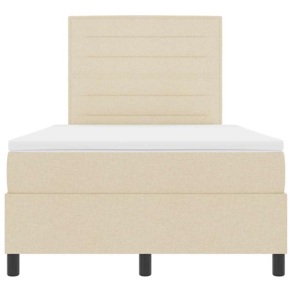 LED Boxspringbett mit Matratze Creme 120x200 cm Stoff