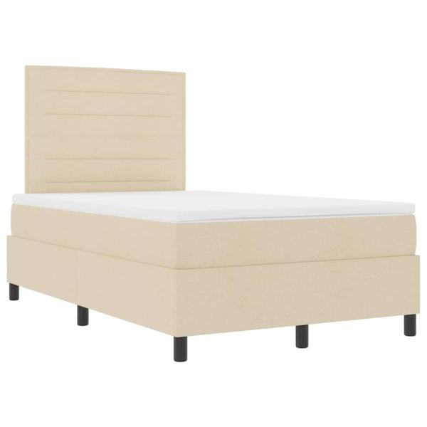 LED Boxspringbett mit Matratze Creme 120x200 cm Stoff