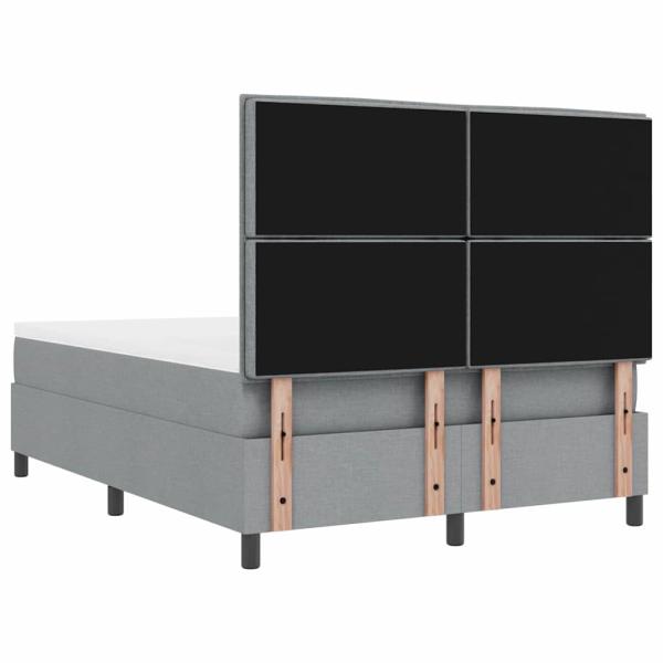 ARDEBO.de - LED Boxspringbett mit Matratze Hellgrau 140x190 cm Stoff