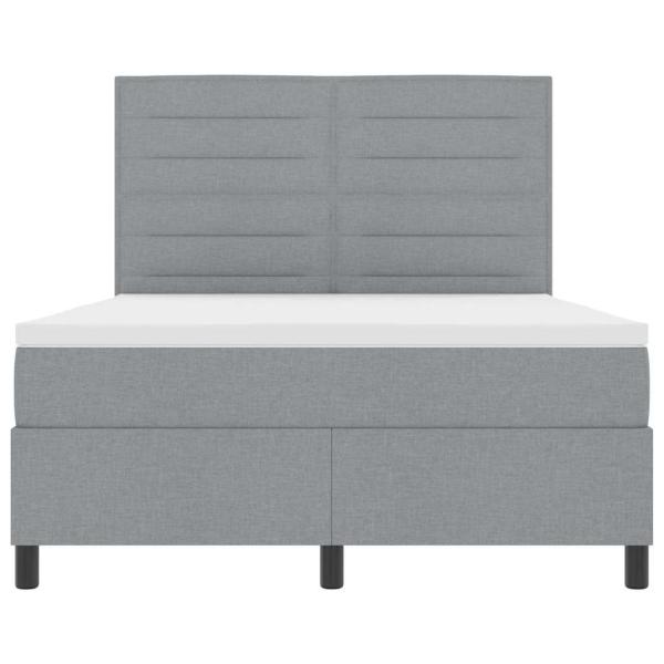 Boxspringbett mit Matratze mit LED Hellgrau 140 x 190 cm Stoff