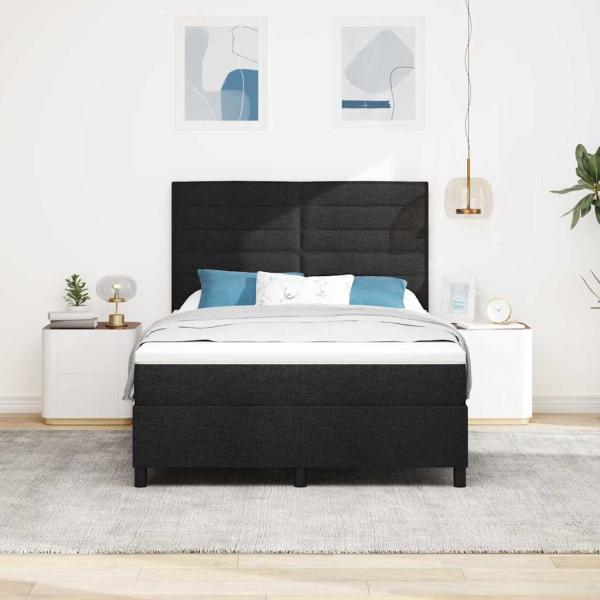 Boxspringbett mit Matratze mit LED Schwarz 140 x 190 cm Stoff