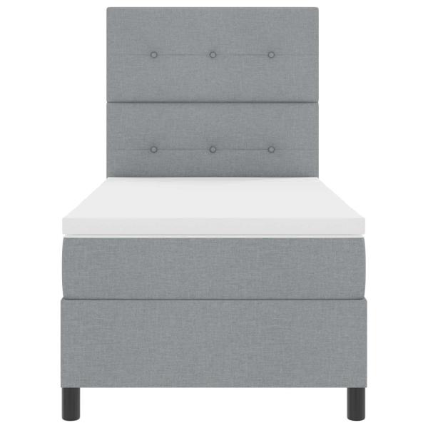 Boxspringbett mit LED-Lichtleisten Hellgrau 80 x 200 cm Stoff