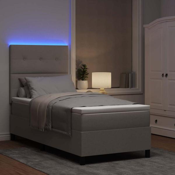 LED Boxspringbett mit Matratze Taupe 100x200 cm Stoff